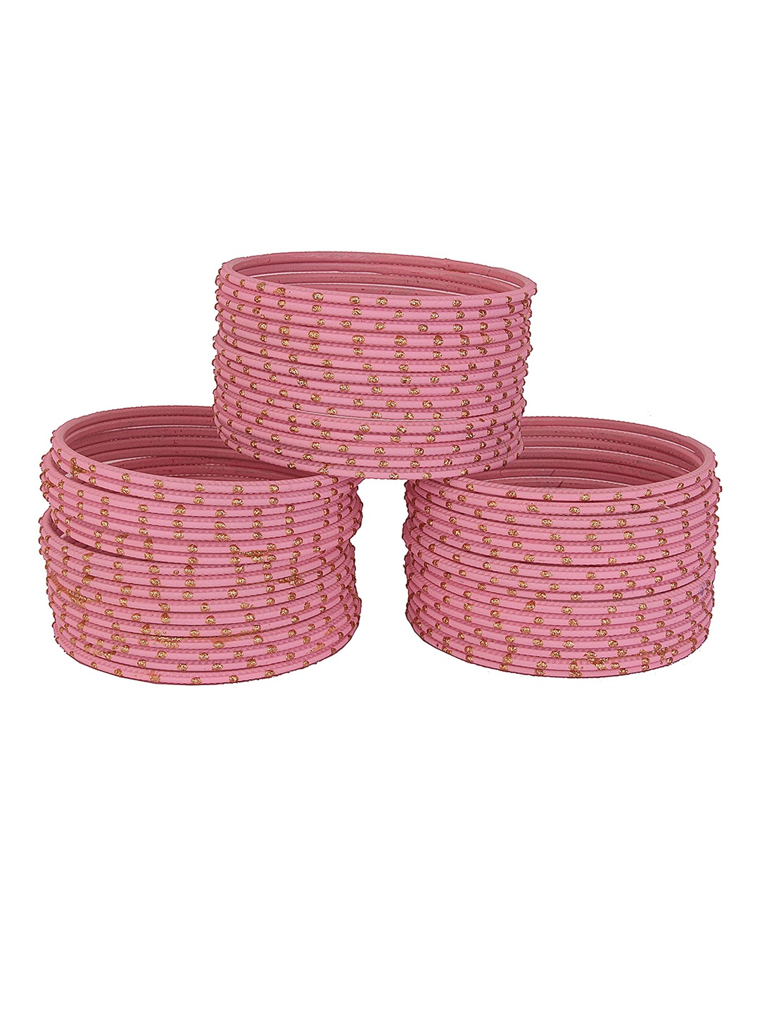 

ZULKA Set of 48 Alloy Base Polka Dots Bangles, Pink