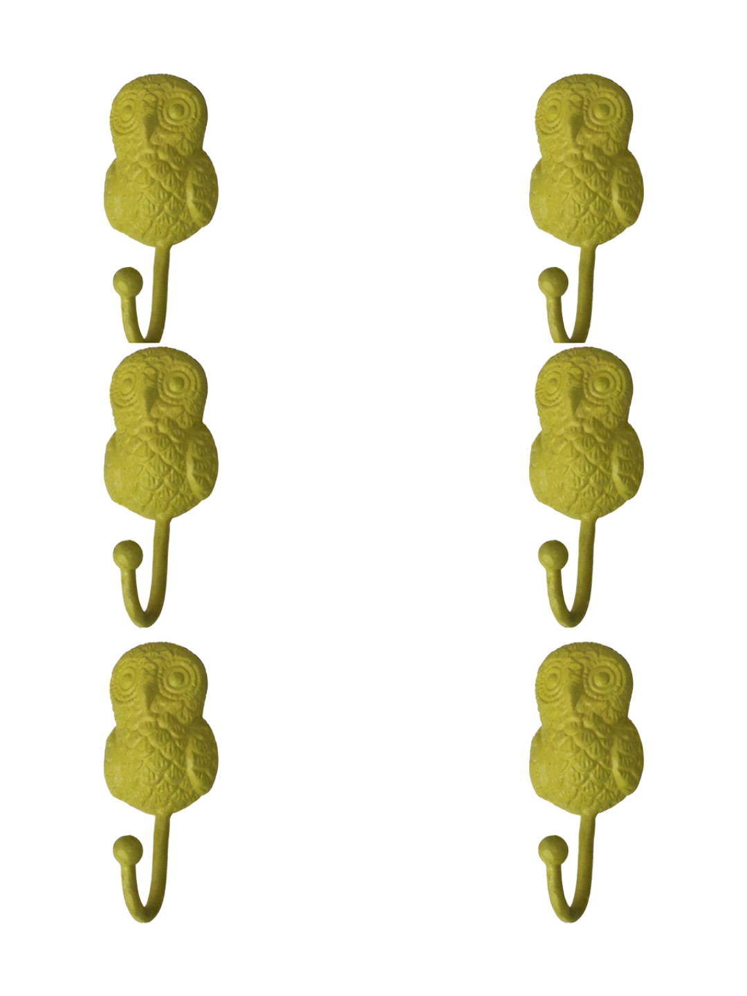 

IndianShelf Yellow 6 Pieces Iron Owl Wall Hooks