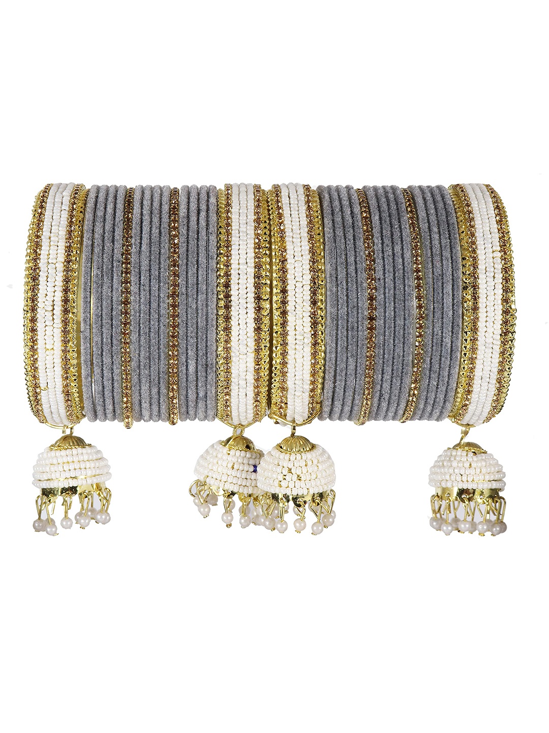 

ZULKA Set of 32 Non-Precious Metal Studded with Zircon Gemstone or Pearls and Velvet Latkan, Red