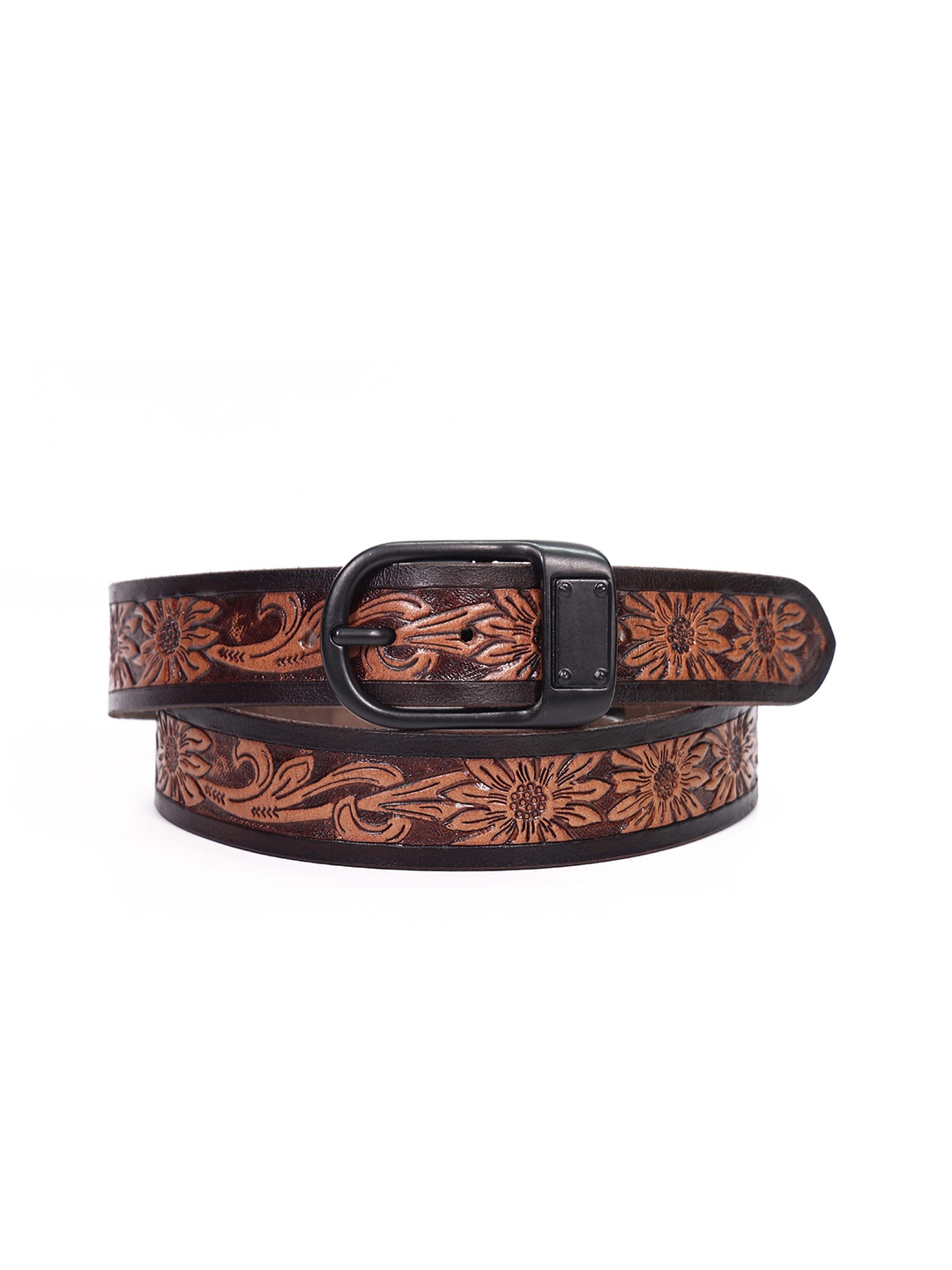 

Celtic Unisex Textured Leather Belt, Brown