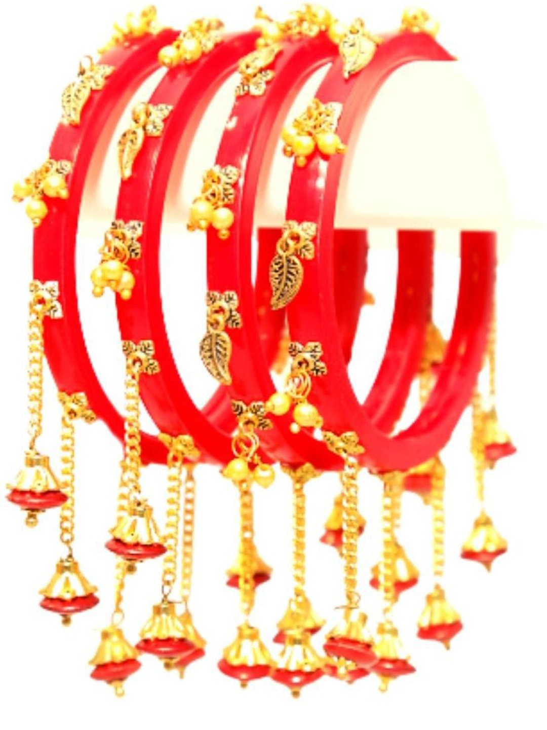 

Align Set Of 4 Gold-Plated Pearl Beaded Bangles, Red