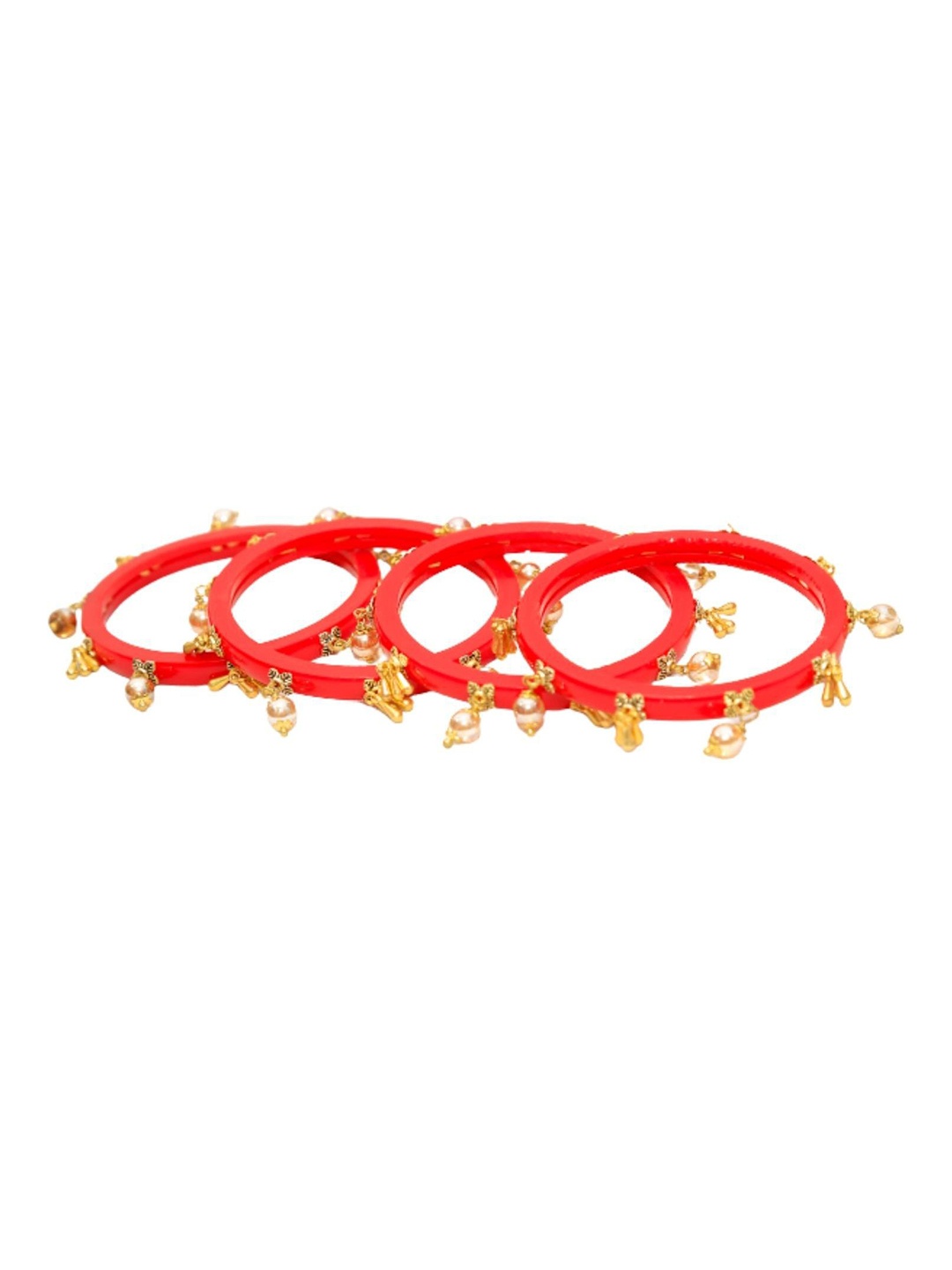

Align Set Of 4 Gold-Plated Beaded Bangles, Red