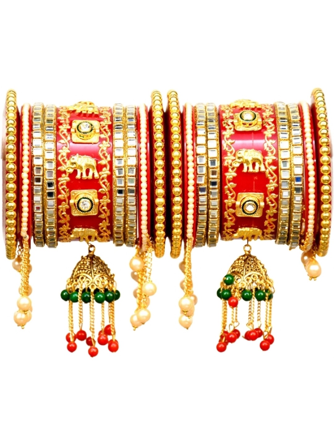 

Align Set Of 2 Gold-Plated Stone-Studded & Beaded Bangles