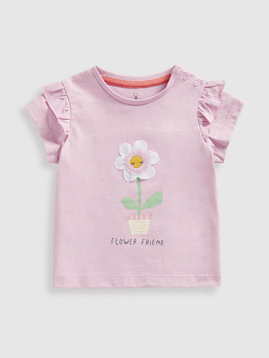 

mothercare Girls Floral Printed Round Neck Cotton T-shirt, Pink