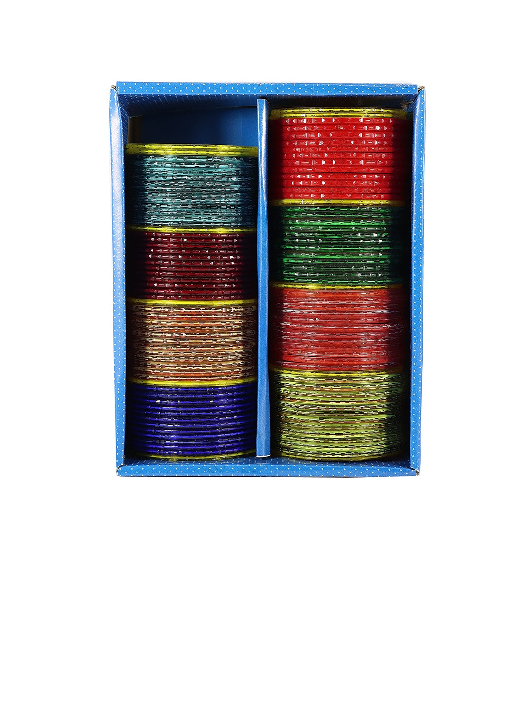 

ZULKA Set of 96 Glass Golden Zari Worked Bangle, Multi