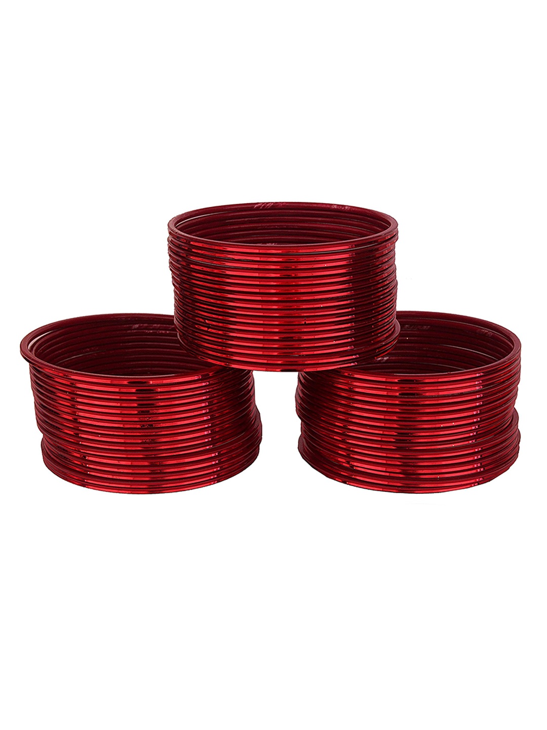 

ZULKA Set of 48 Glossy Finished Metal Bangles, Maroon