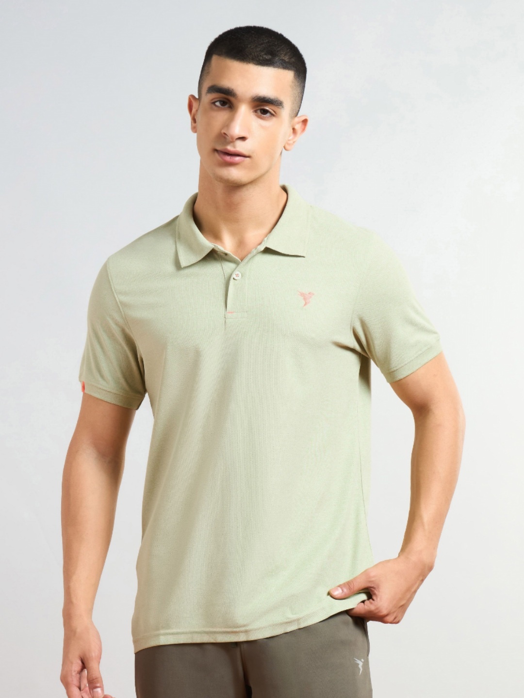 

Technosport Men aw'24 Solid Polo Collar Antimicrobial Slim Fit Sports T-shirt, Green