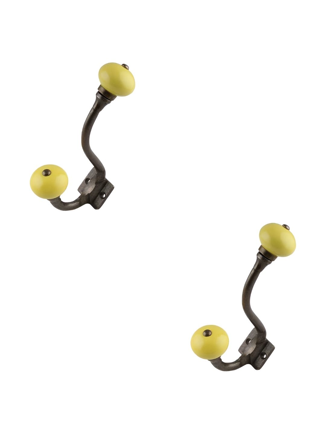 

IndianShelf Yellow & Black 2 Pieces Printed Ceramic Wall Hooks