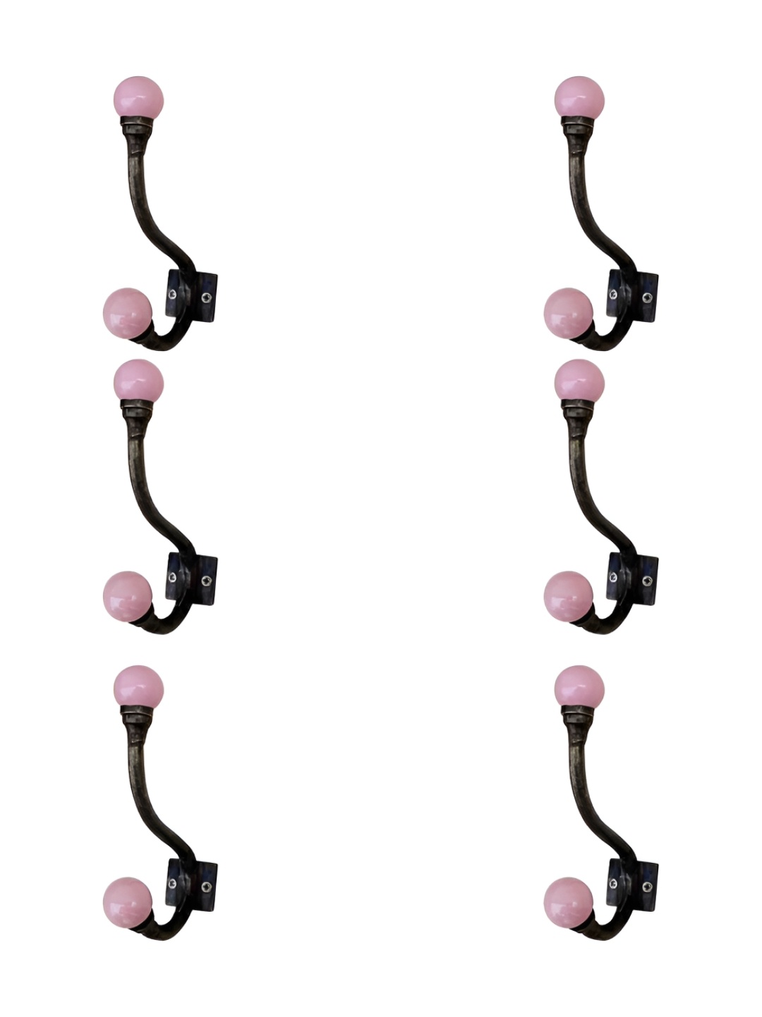 

IndianShelf Brown & Pink 6 Pieces Ceramic Wall Hooks