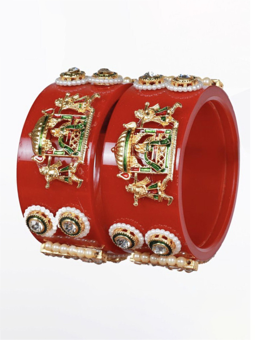 

Align Set Of 2 Gold Plated Stone Studded Bangles
