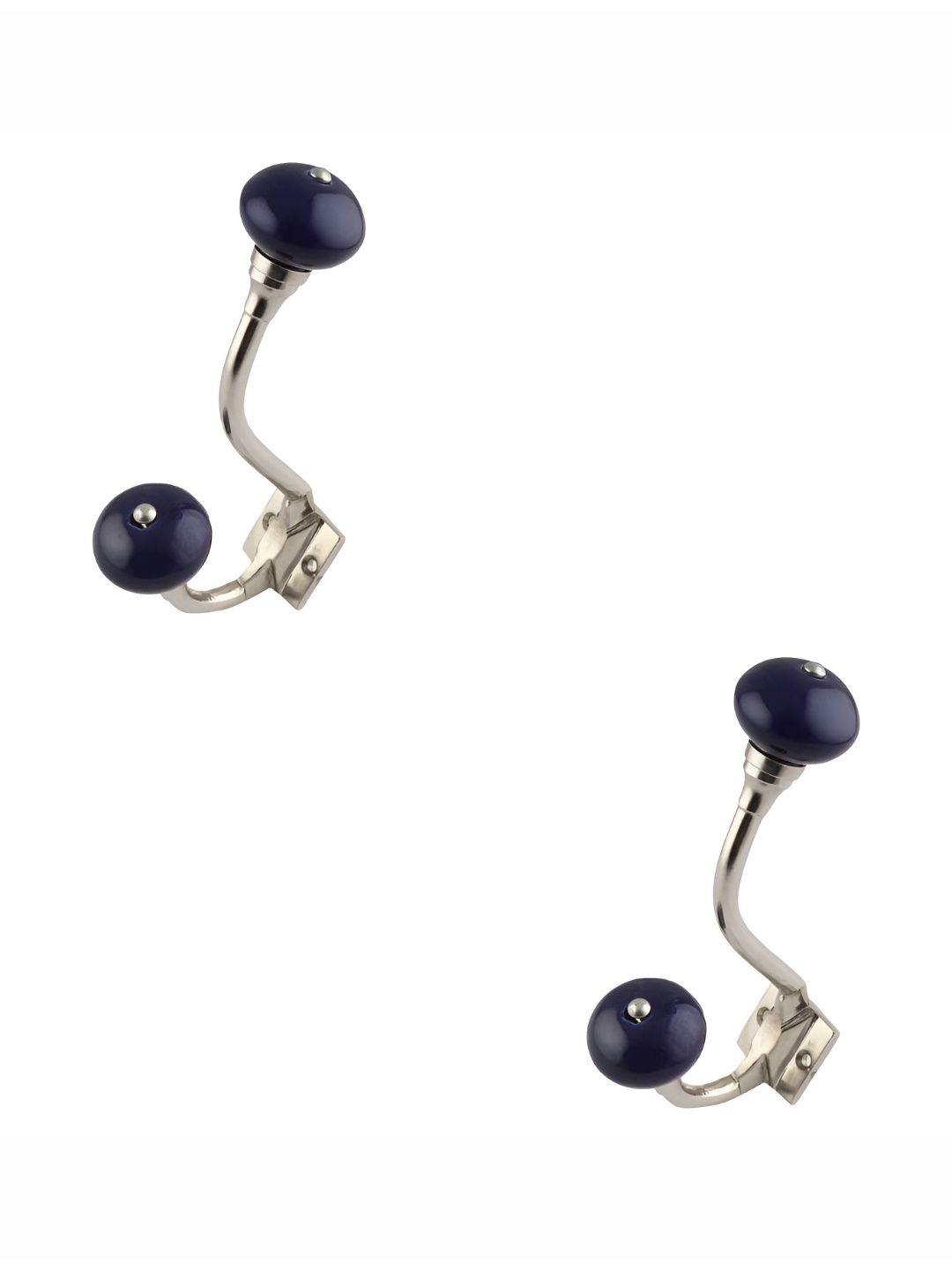 

IndianShelf Blue & Silver-Toned 2 Pieces Ceramic Wall Hooks