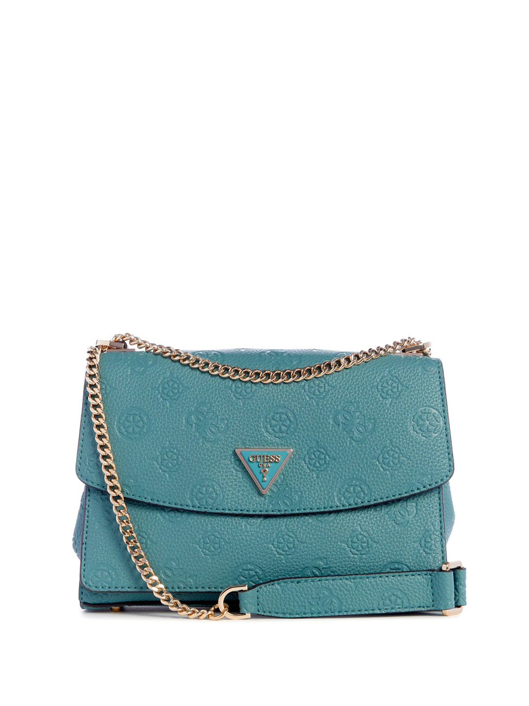 

GUESS Women Textured Structured Sling Bag, Blue