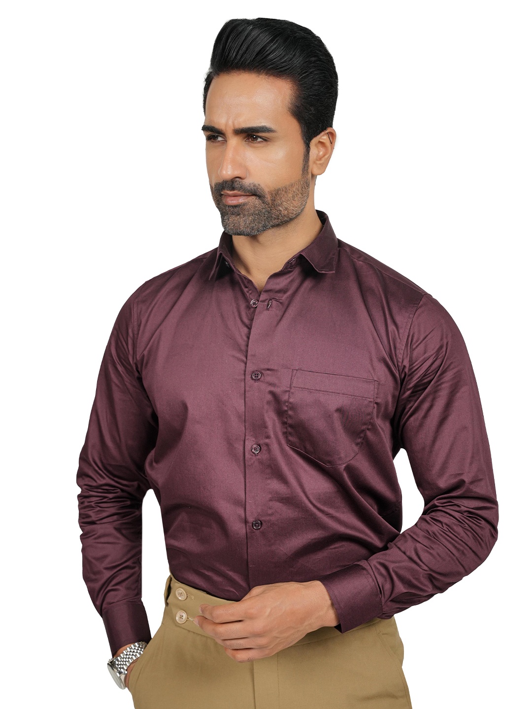 

DIOGO LOUIS Men Brown Solid Plain Formal Shirts