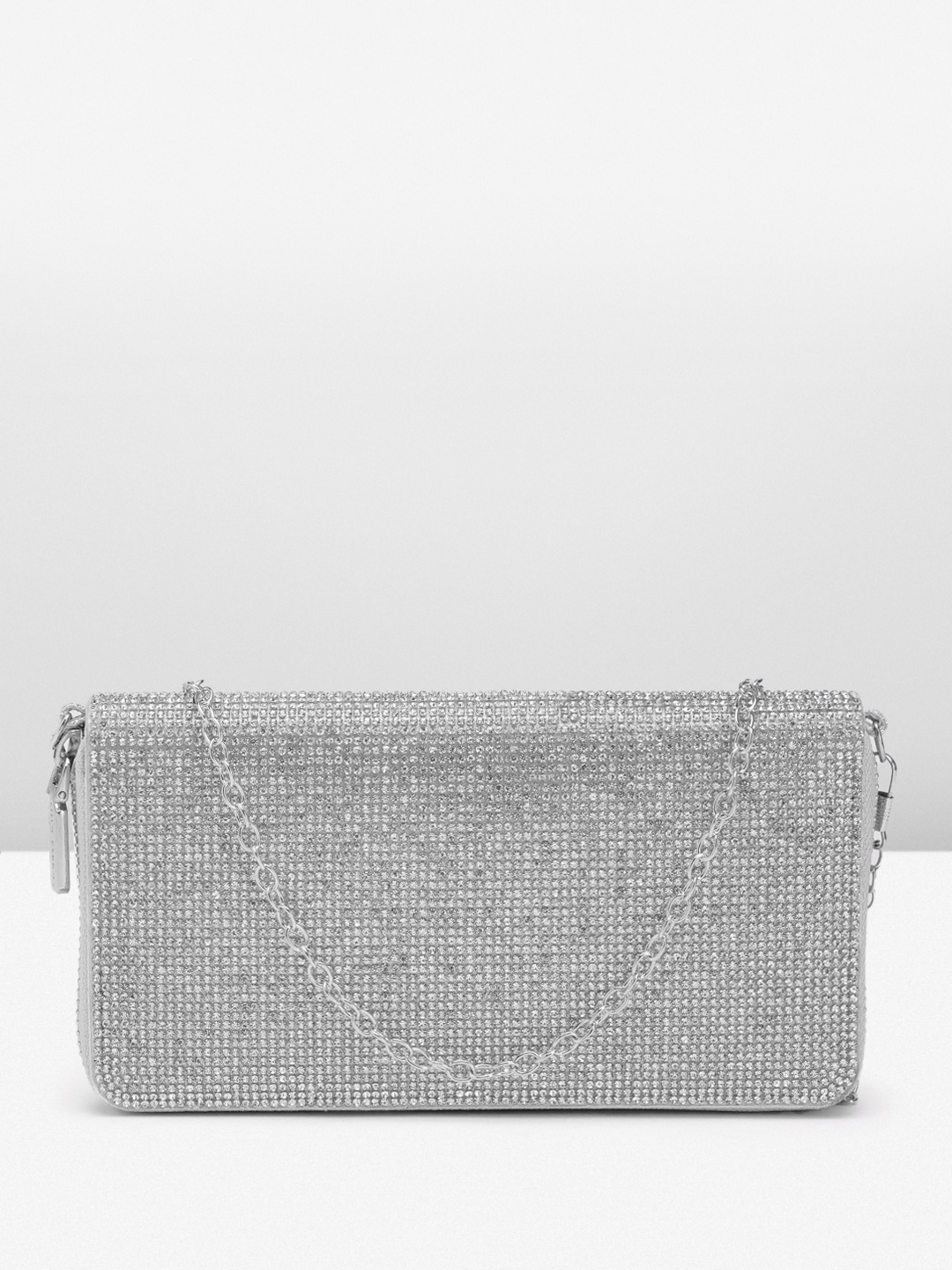 

Lino Perros Women Embellished Zip Around Clutches, Silver