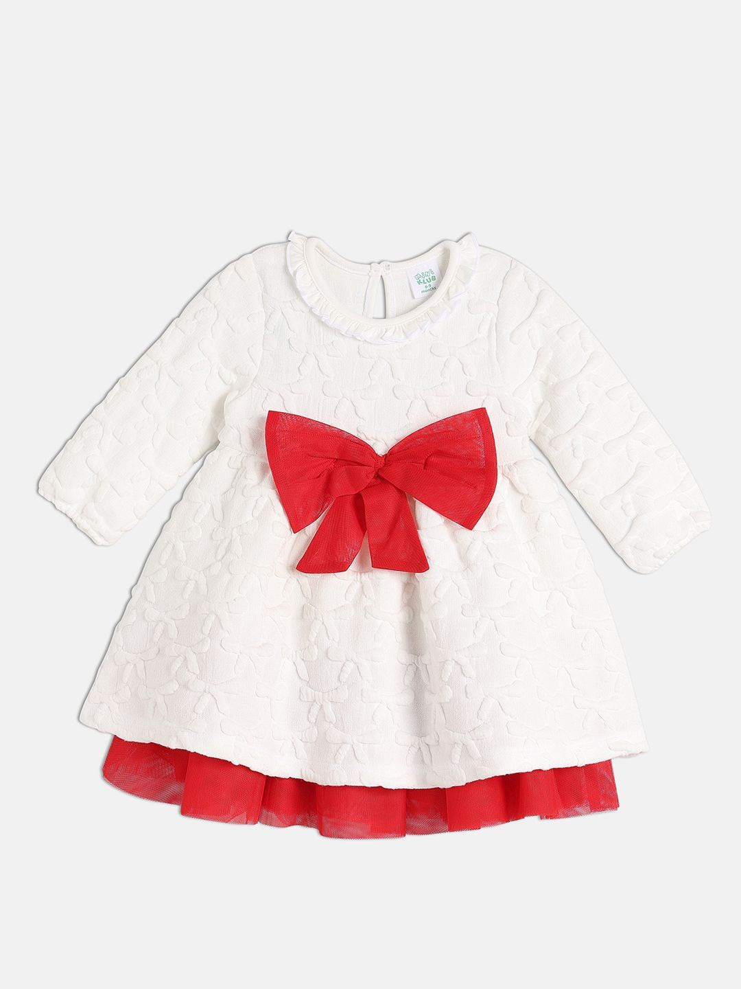 

MINI KLUB Girls Bow Detail Cotton Fit & Flare Dress, White