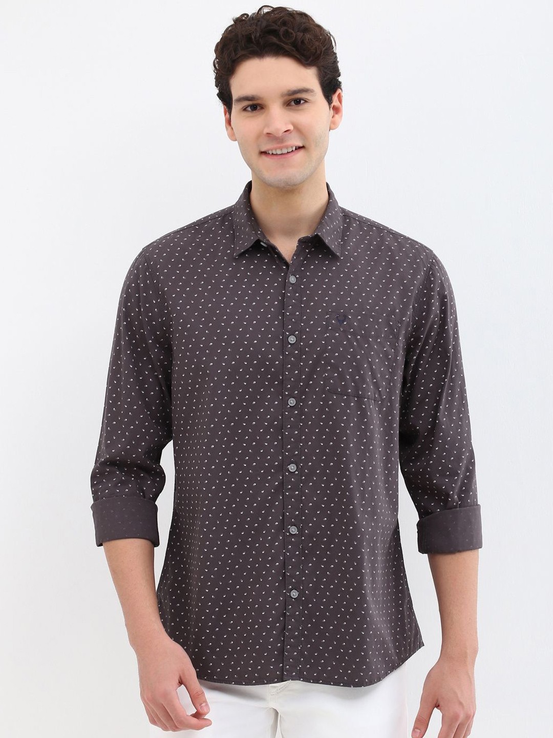 

Allen Solly Men Custom Spread Collar Micro Ditsy Printed Cotton Casual Shirt, Brown
