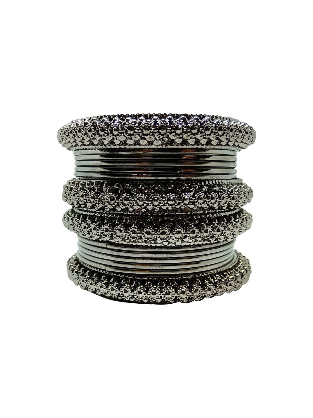 

CHRISHAN Set Of 14 Oxidised Bangles, Black