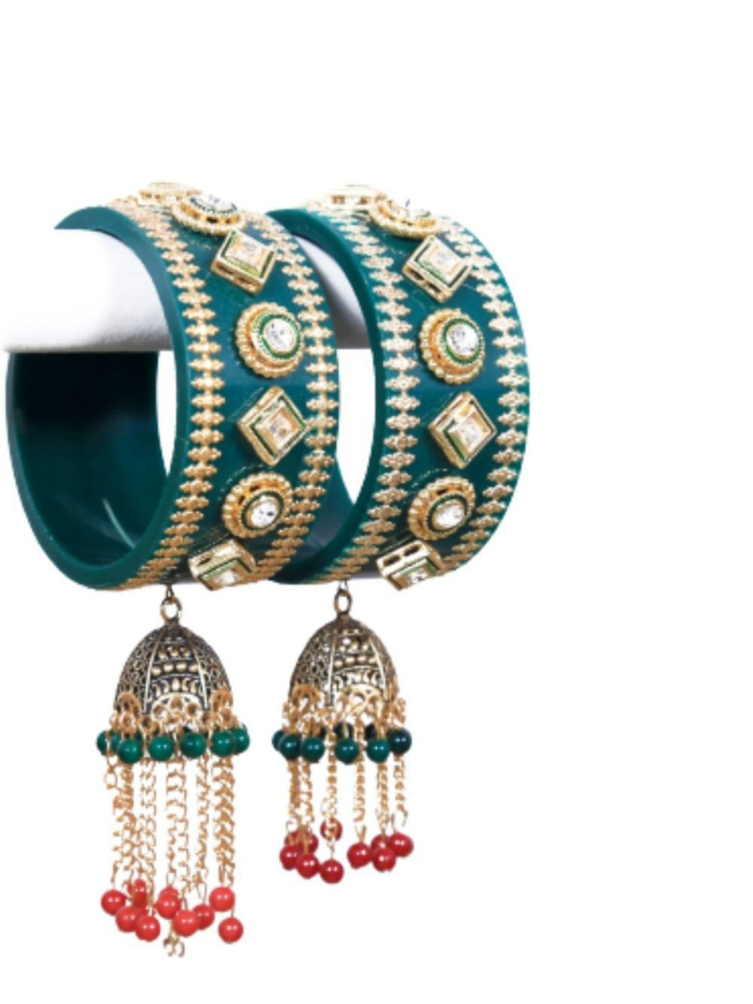 

Align Set Of 2 Gold-Plated Stone-Studded & Beaded Bangles