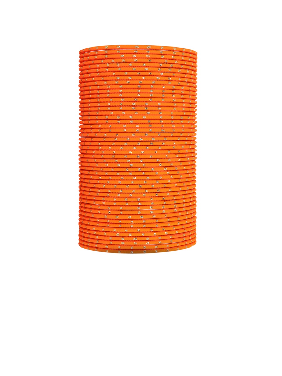 

Set of 48 Traditional Plain Metal with Polka Dots Bangles, Orange