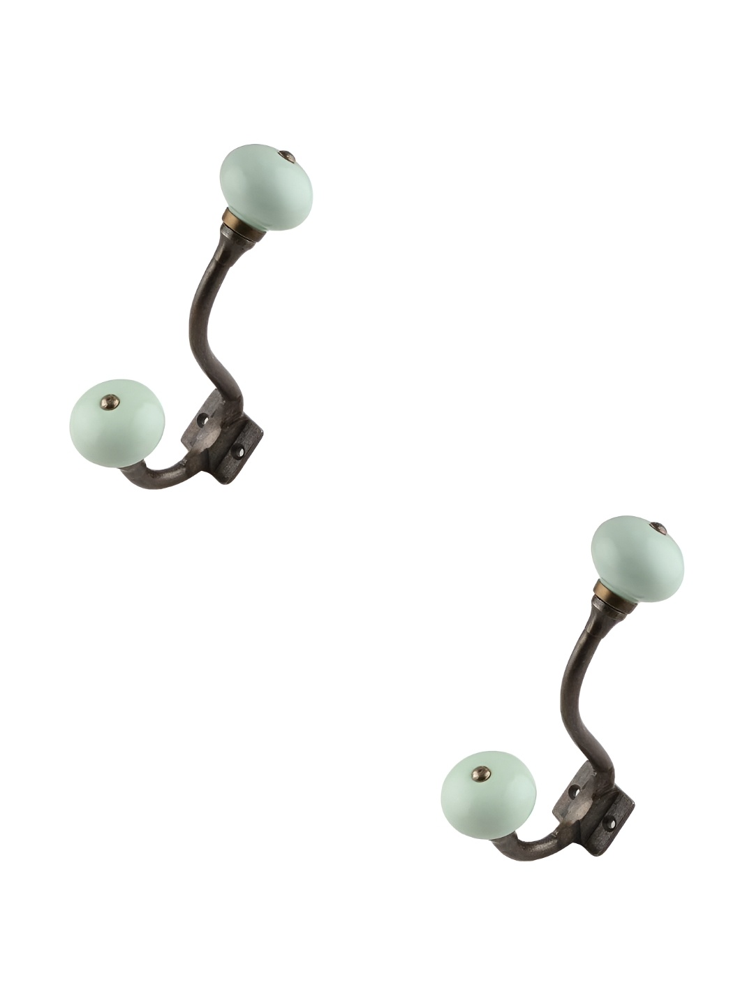 

IndianShelf Black & Green 2 Pieces Ceramic Wall Hooks