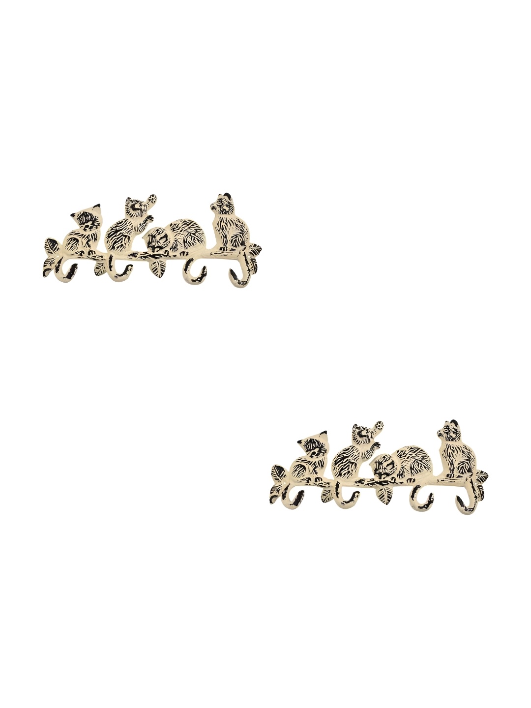

IndianShelf Cream Coloured 2 Pcs Iron Cat Wall Hooks