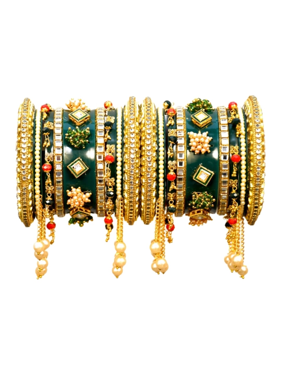 

Align Set Of 2 Gold-Plated Stone-Studded & Beaded Bangle