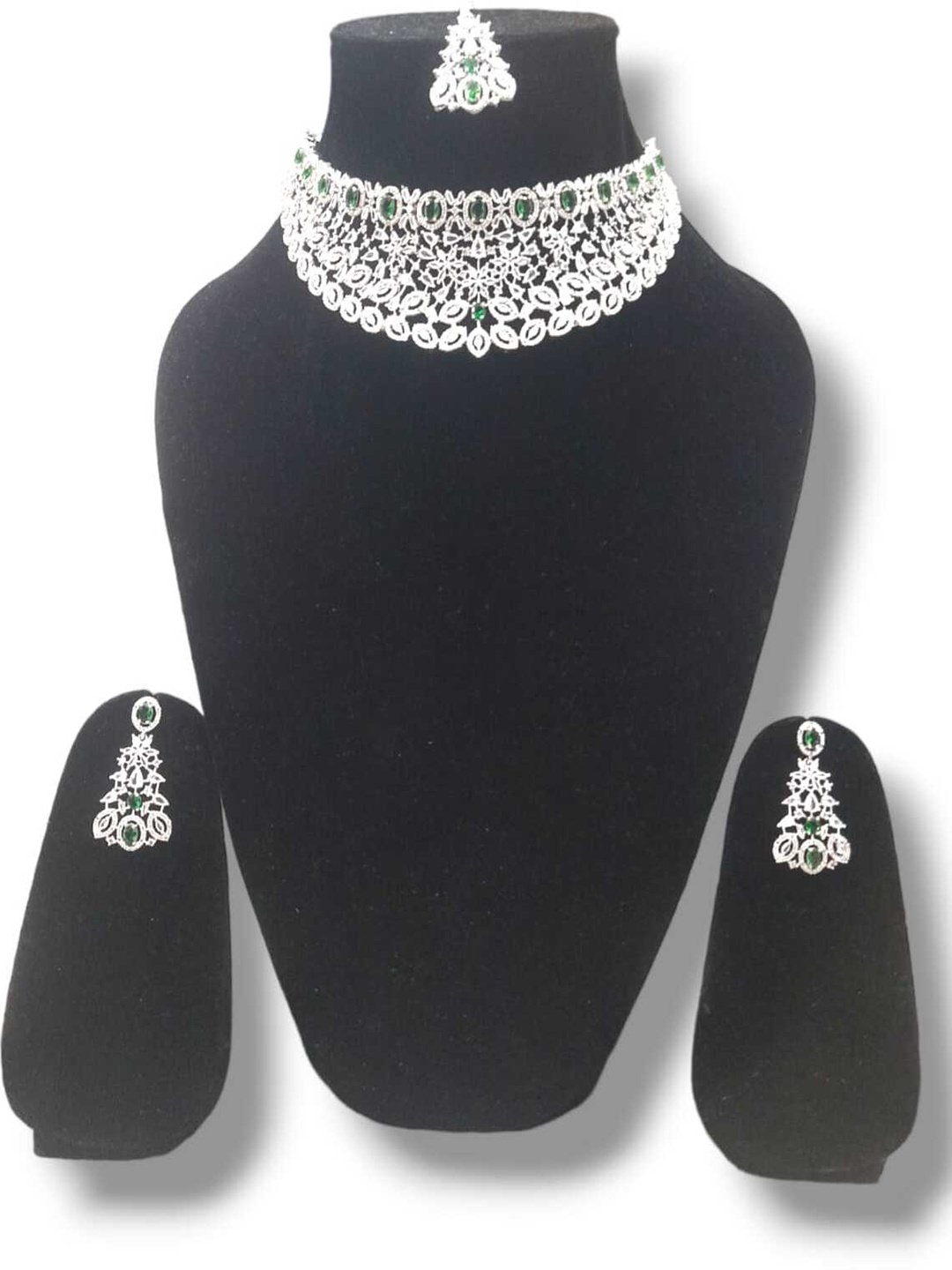 

SUNHARI Artificial Stones Studded Jewellery Set, Silver