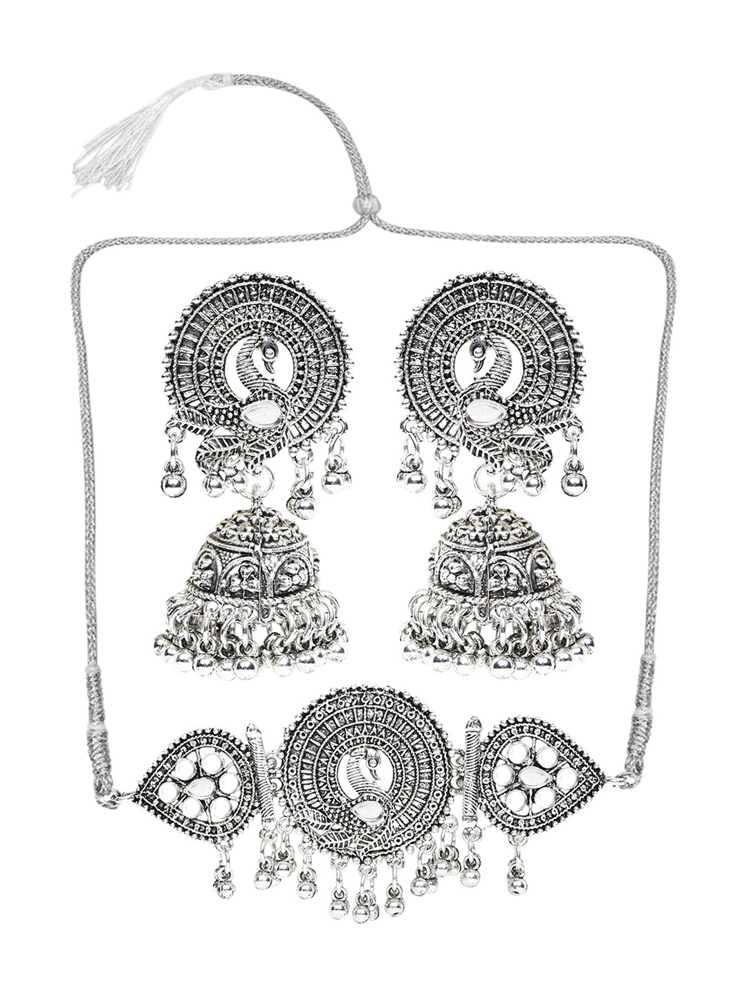 

SUNHARI Oxidised Jewellery Set, Silver