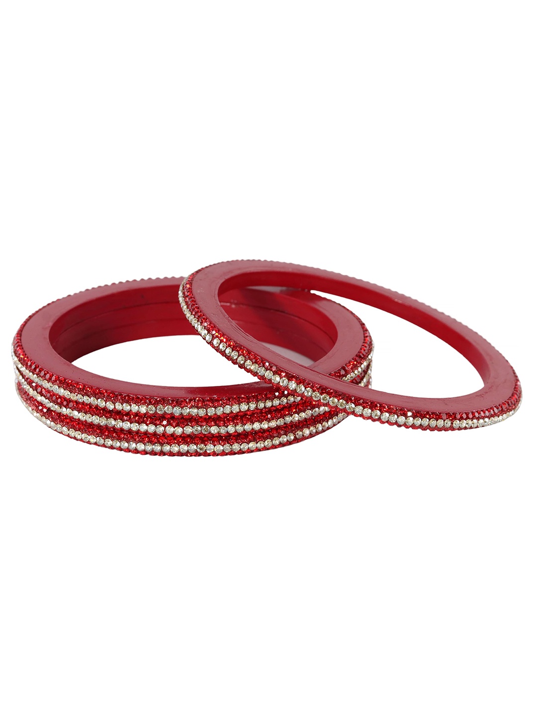 

ZULKA Set of 4 Traditional Lace Zircon Diamond Stone Bangles, Red