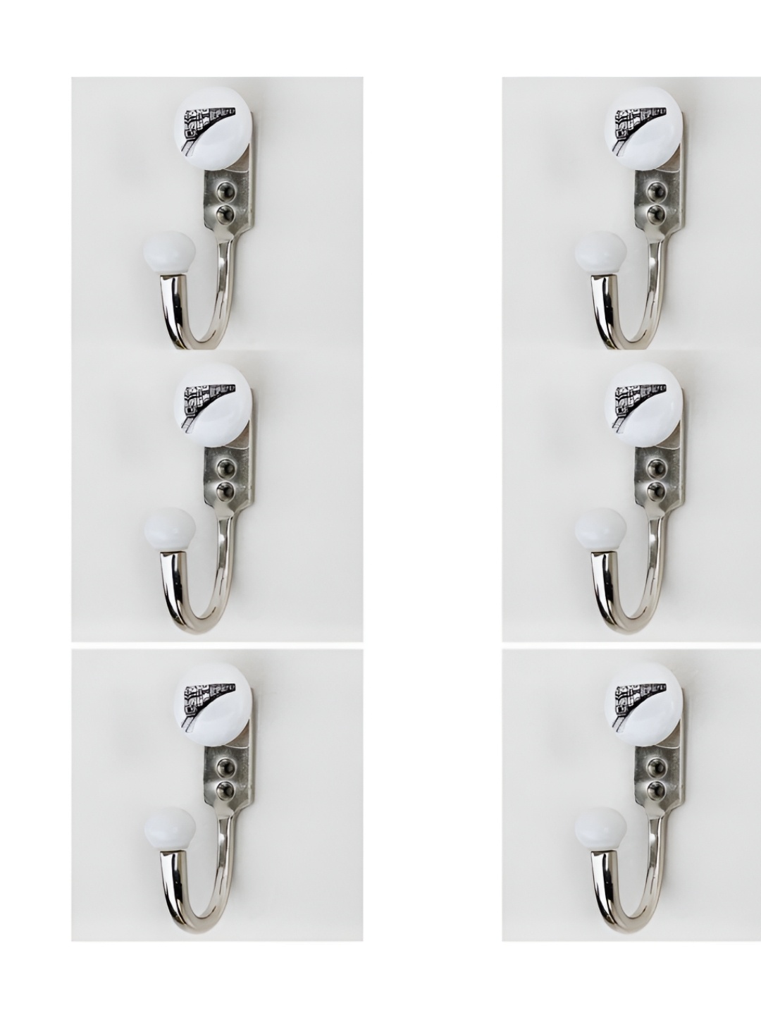 

IndianShelf White & Black 6 Pcs Ceramic & Zinc Train Wall Hooks