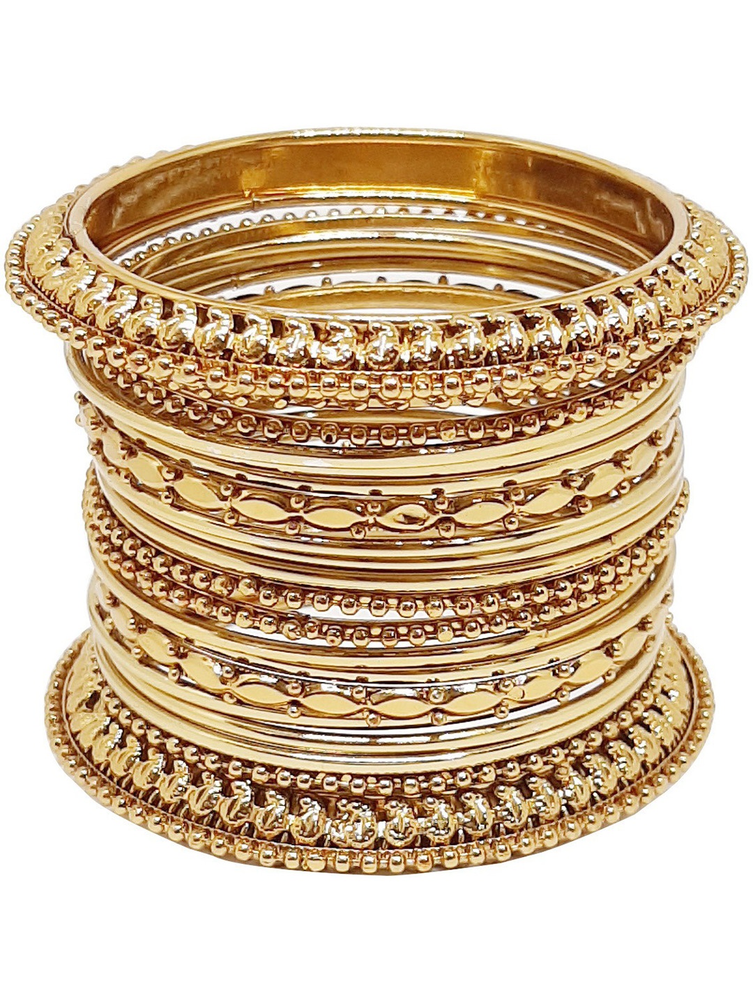 

CHRISHAN Pack Of 18 Gold Plated Metal Bangles