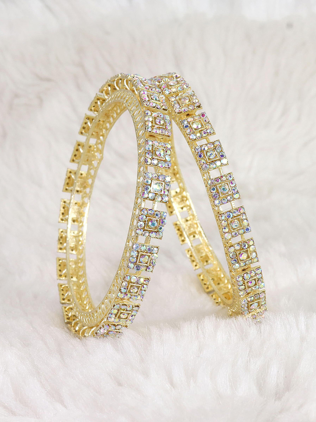

ZULKA Set of 2 Gold Plated Metal Pacheli Kada Bangles