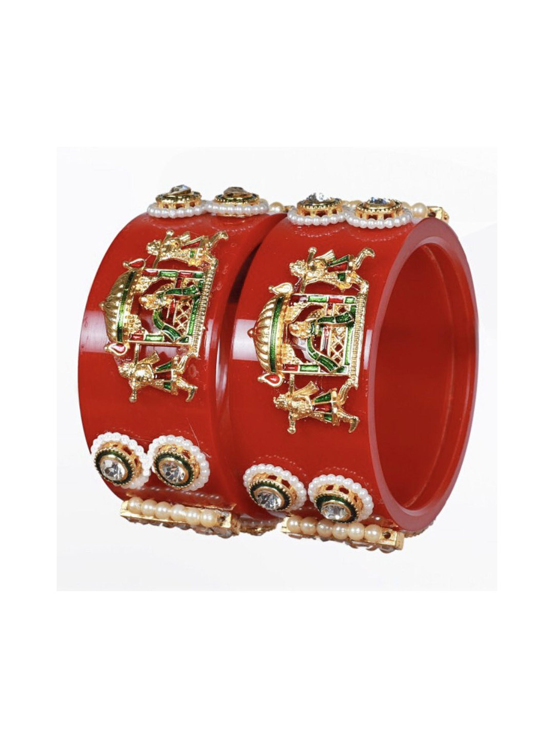 

Align Set Of 2 Gold-Plated Stone-Studded & Beaded Bangles