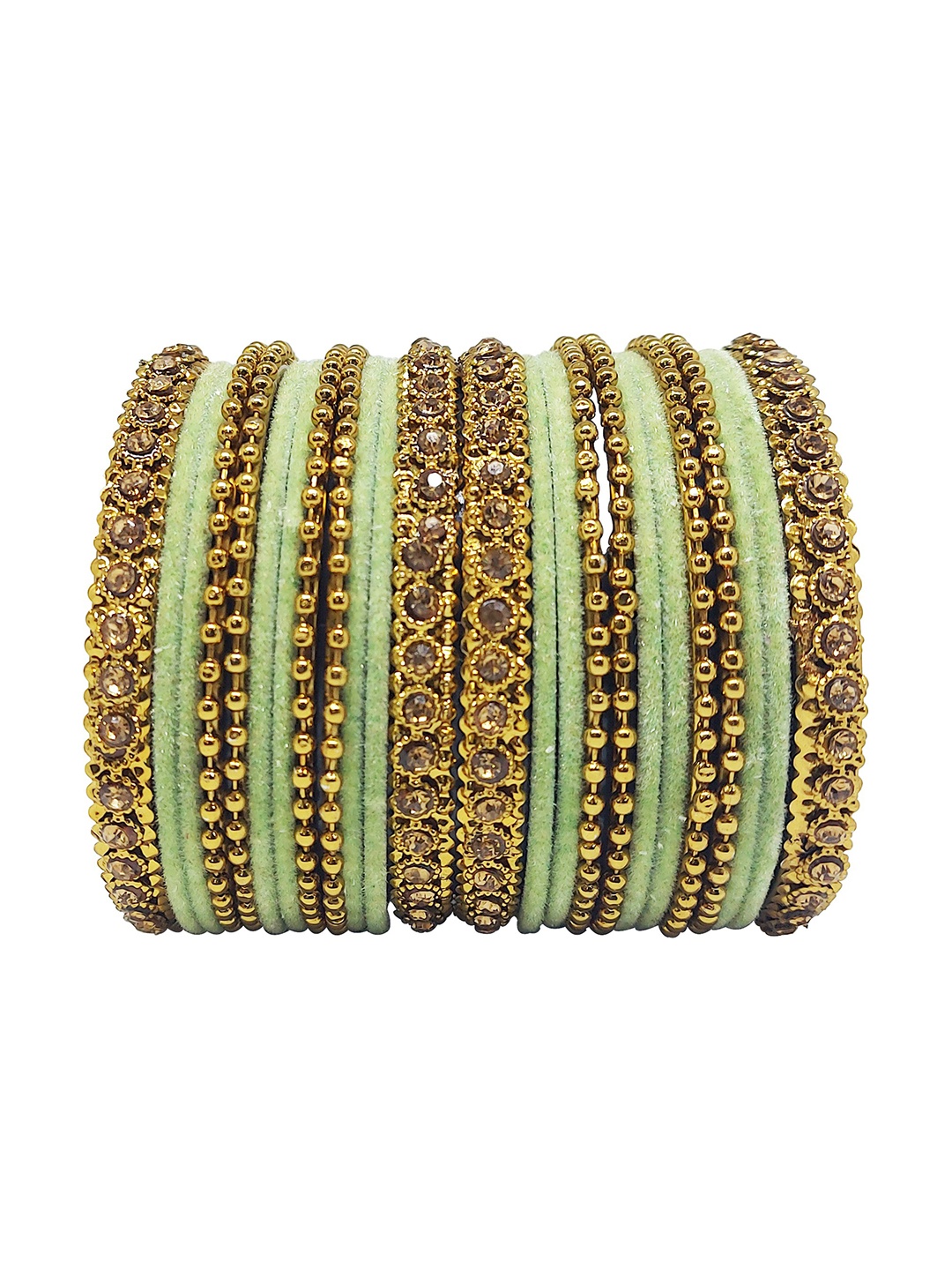 

CHRISHAN Pack Of 24 Artificial Stones Studded Bangles, Gold