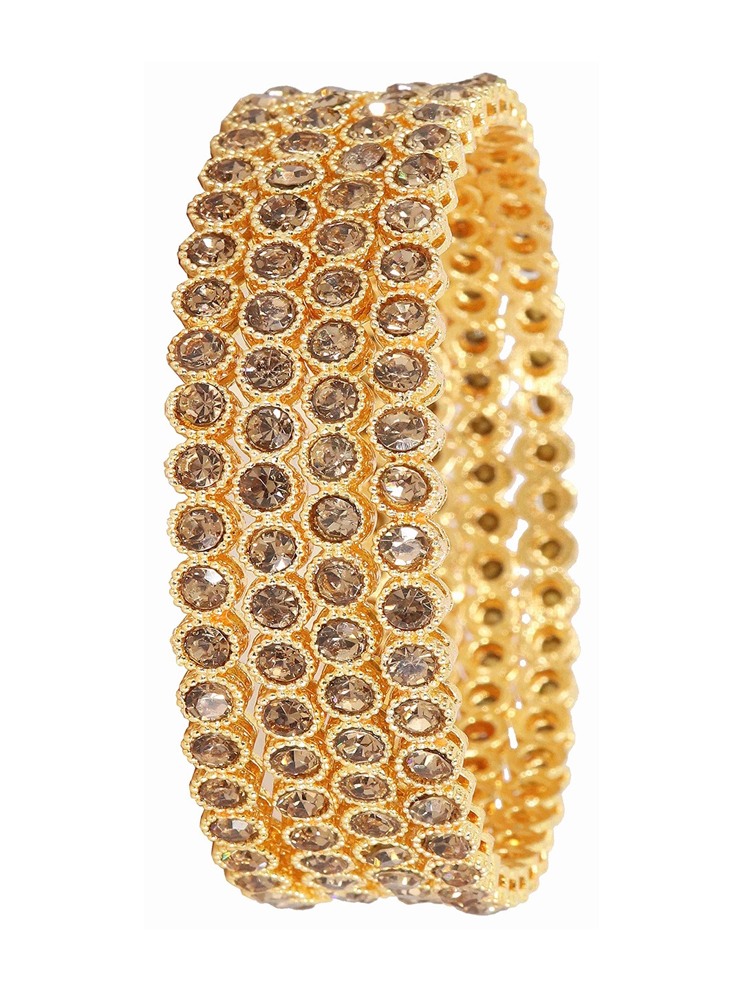 

ZULKA Set of 4 Gold Plated Metal Zircon Gemstone Bangle