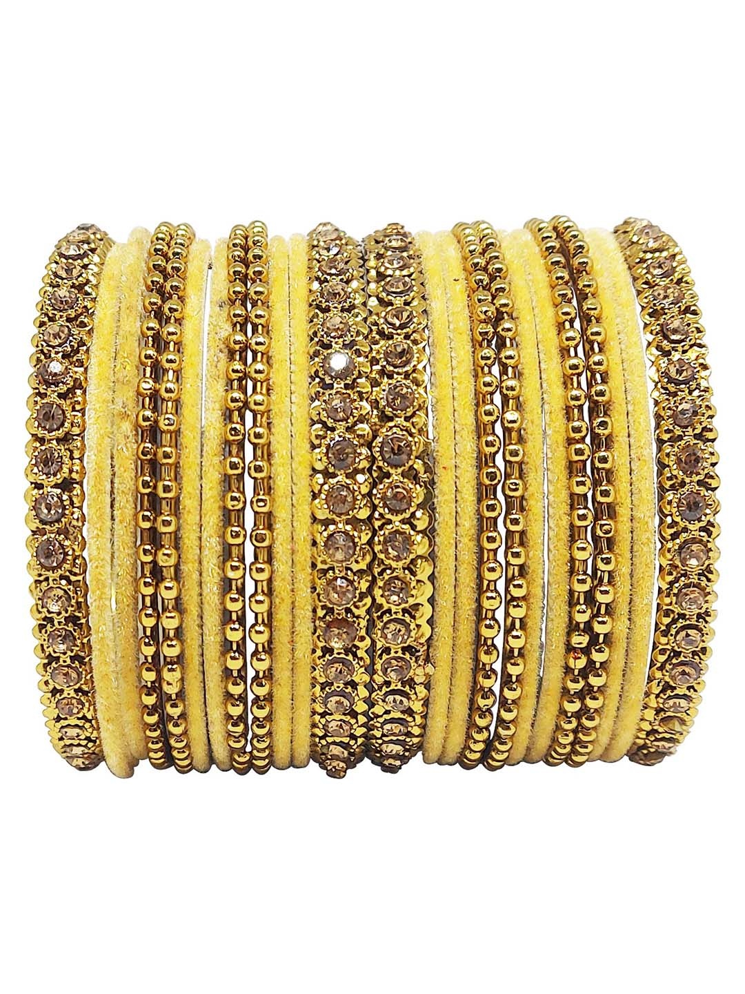

CHRISHAN Set Of 24 Stone-Studded Bangles, Gold