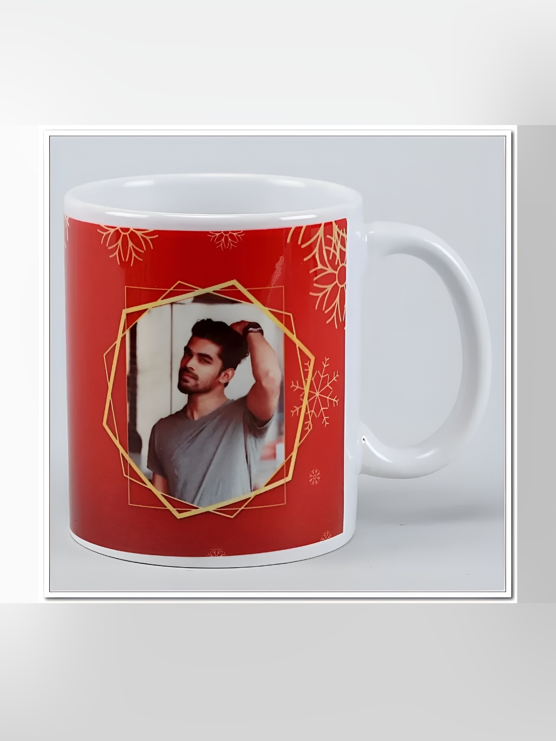 

fnp Red & White Printed Ceramic Glossy Mug 325 ml