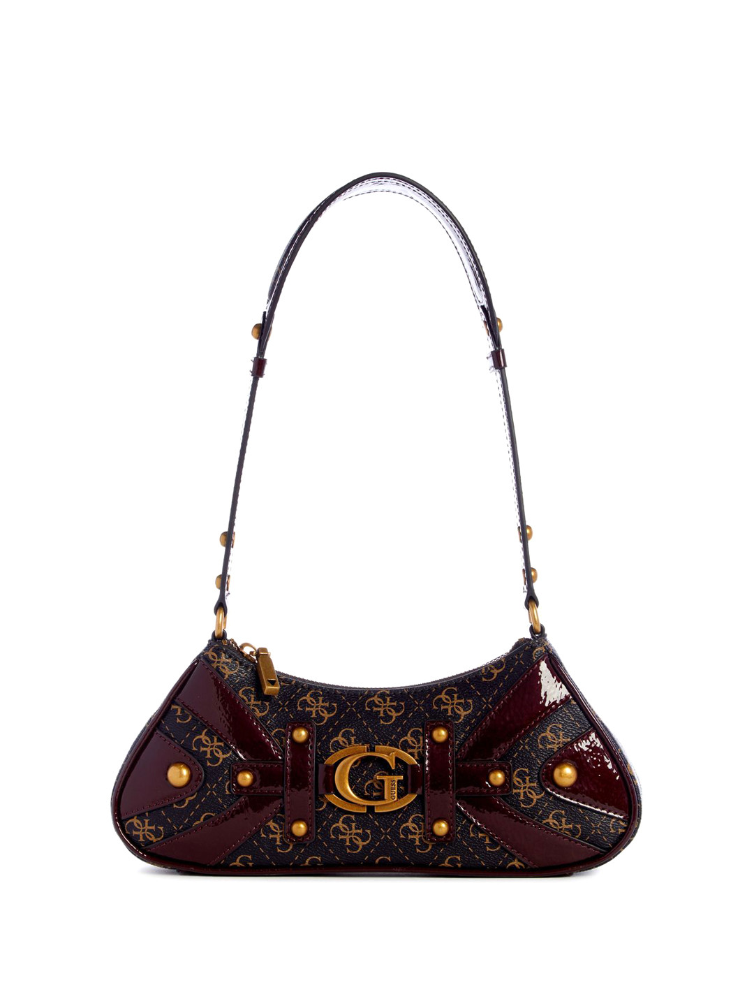 

GUESS Women Typography Printed Structured Shoulder Bag, Brown