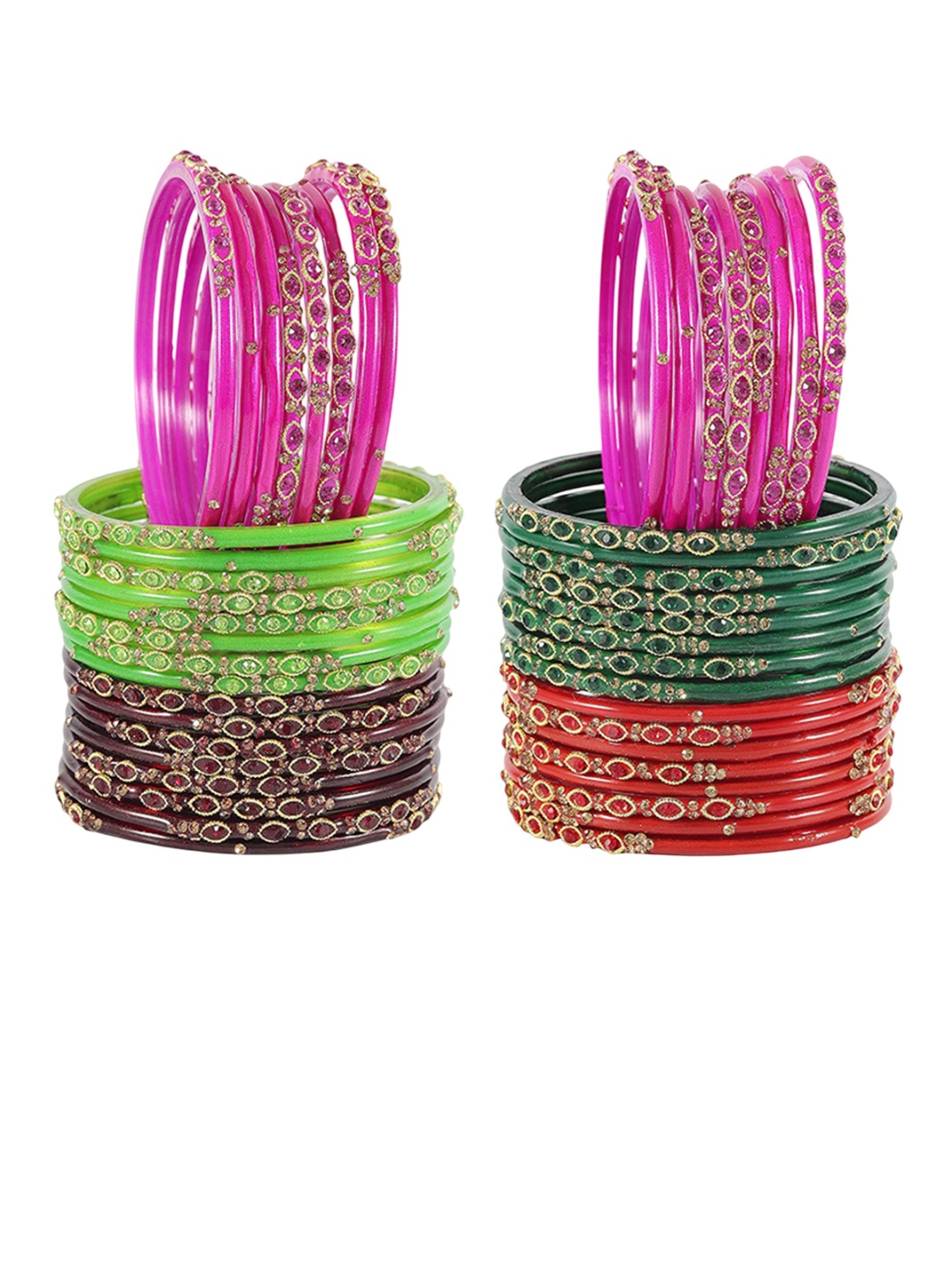 

Set of 34 Stylish Glass & Golden Beads Velvet Bangle | Fancy Bangles, Grey
