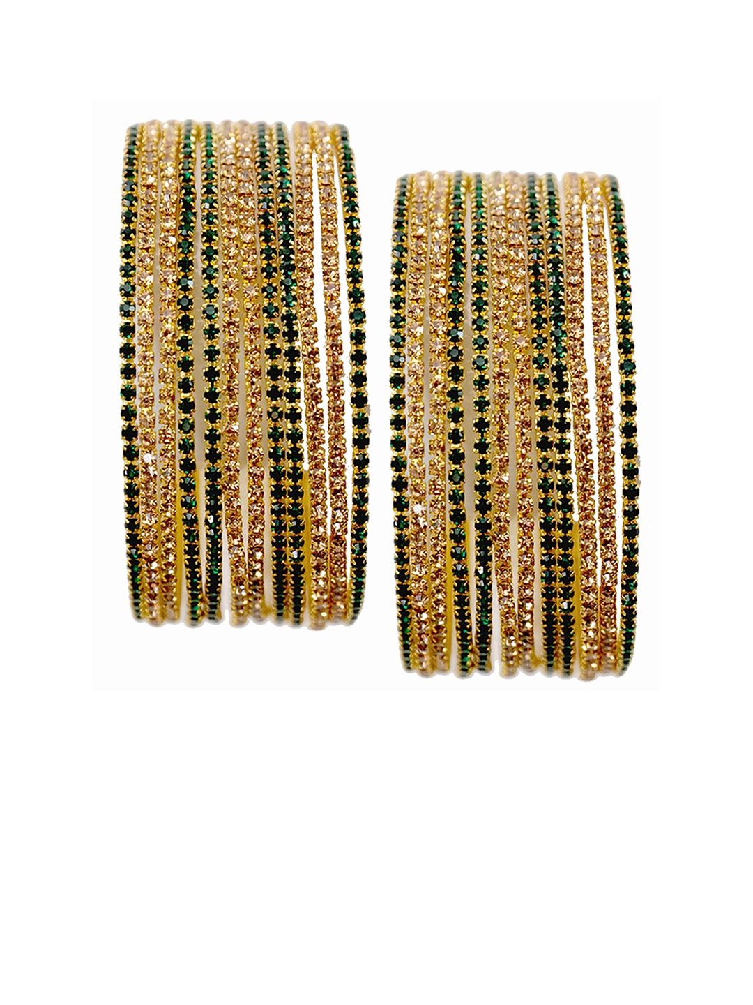 

ZULKA Set Of 24 Base Metal with Zircon Gemstone Studded Bangles, Gold