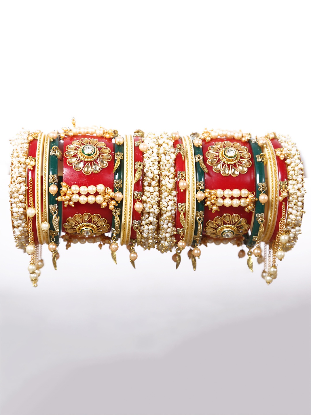 

Align Set Of 2 Gold-Plated Stone-Studded & Beaded Bangles