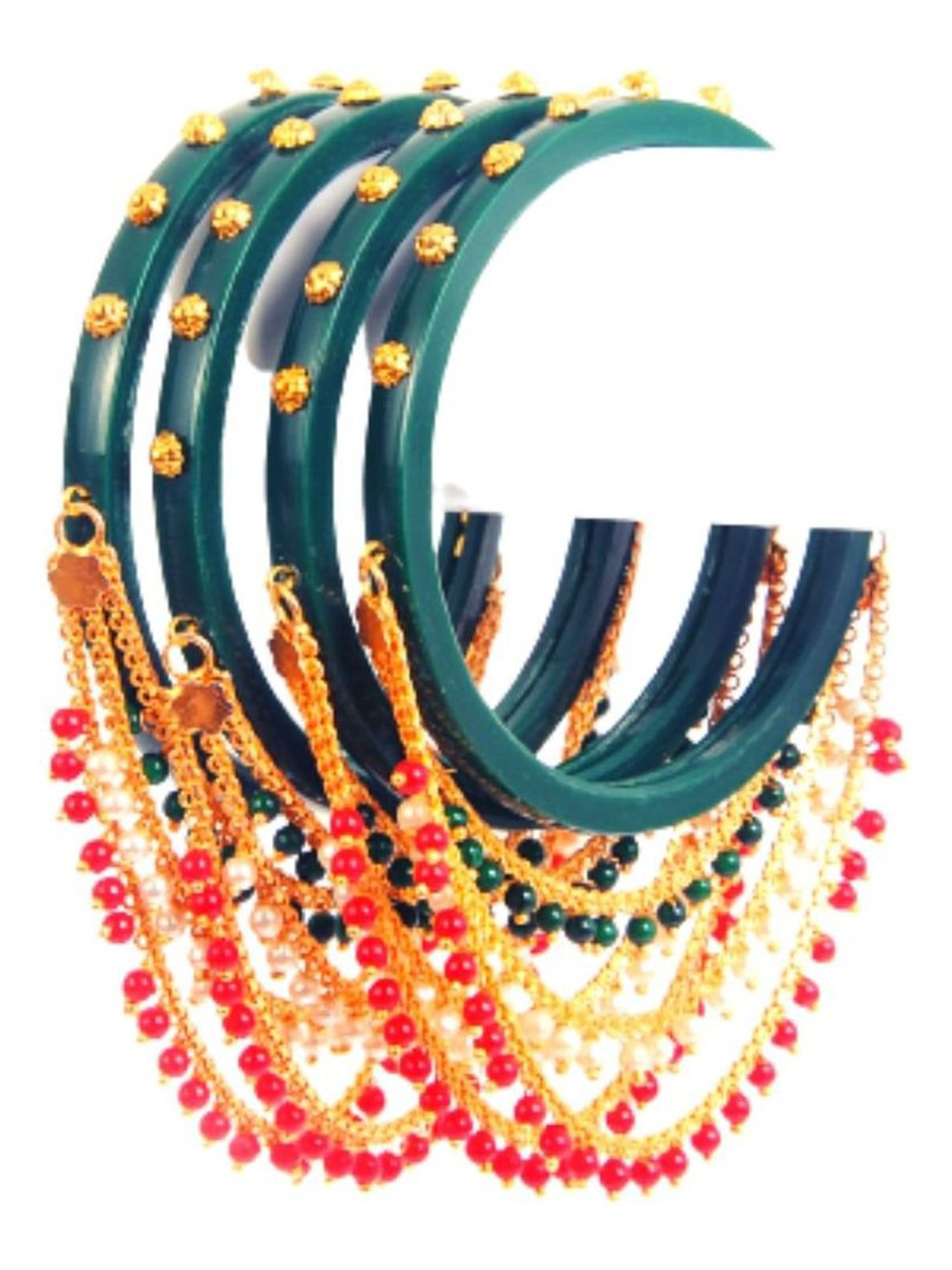 

Align Set Of 4 Gold-Plated Beaded-Studded Bangles