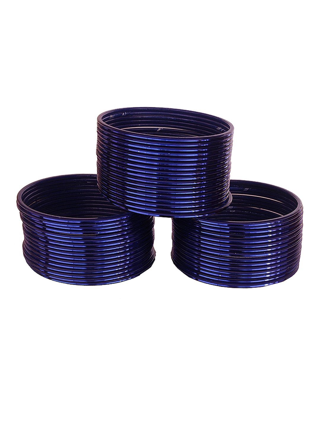 

ZULKA Set of 48 Blue Glossy-Finish Metal Bangles