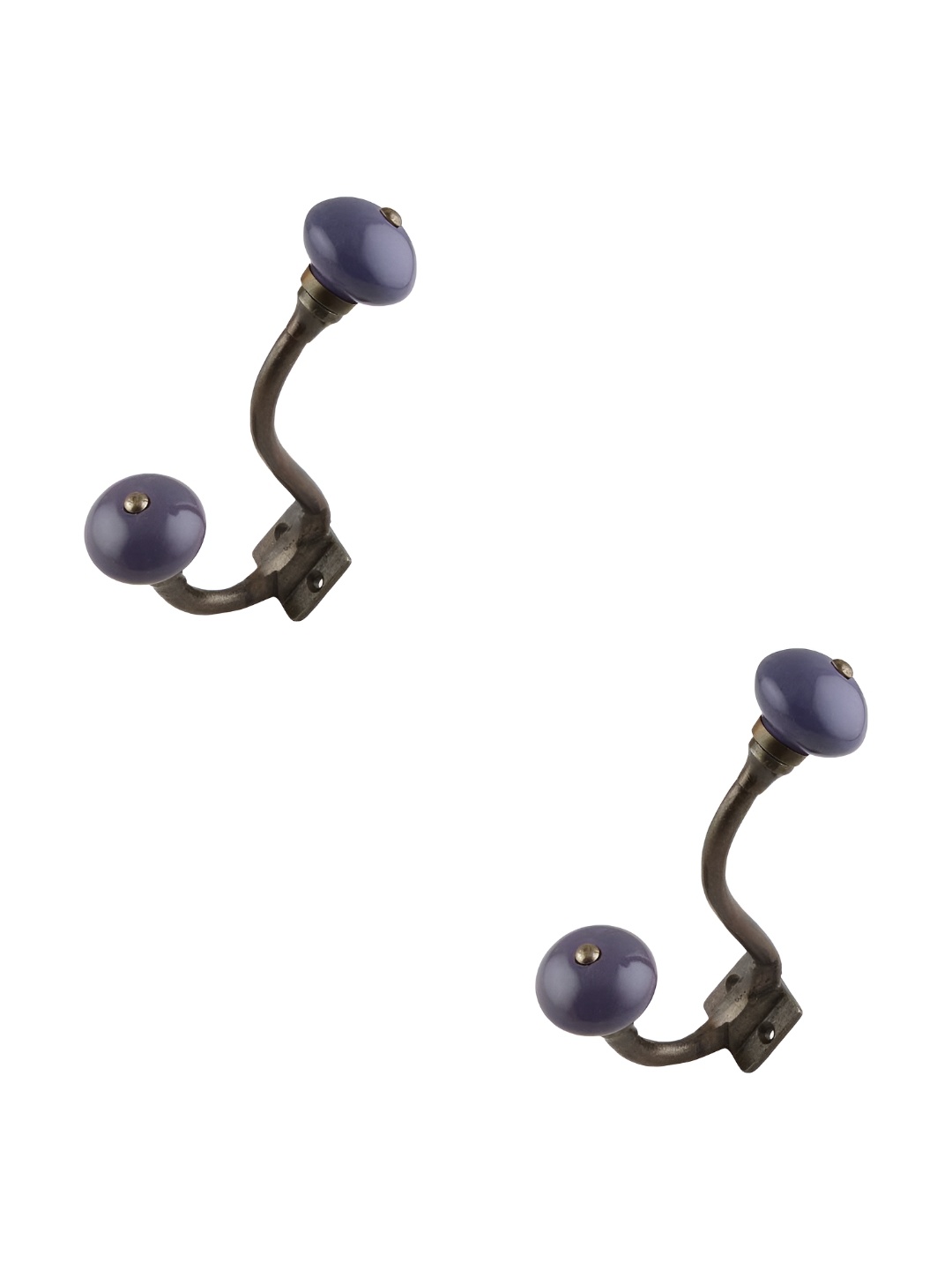 

IndianShelf Purple & Brown 2 Pieces Ceramic Wall Hooks