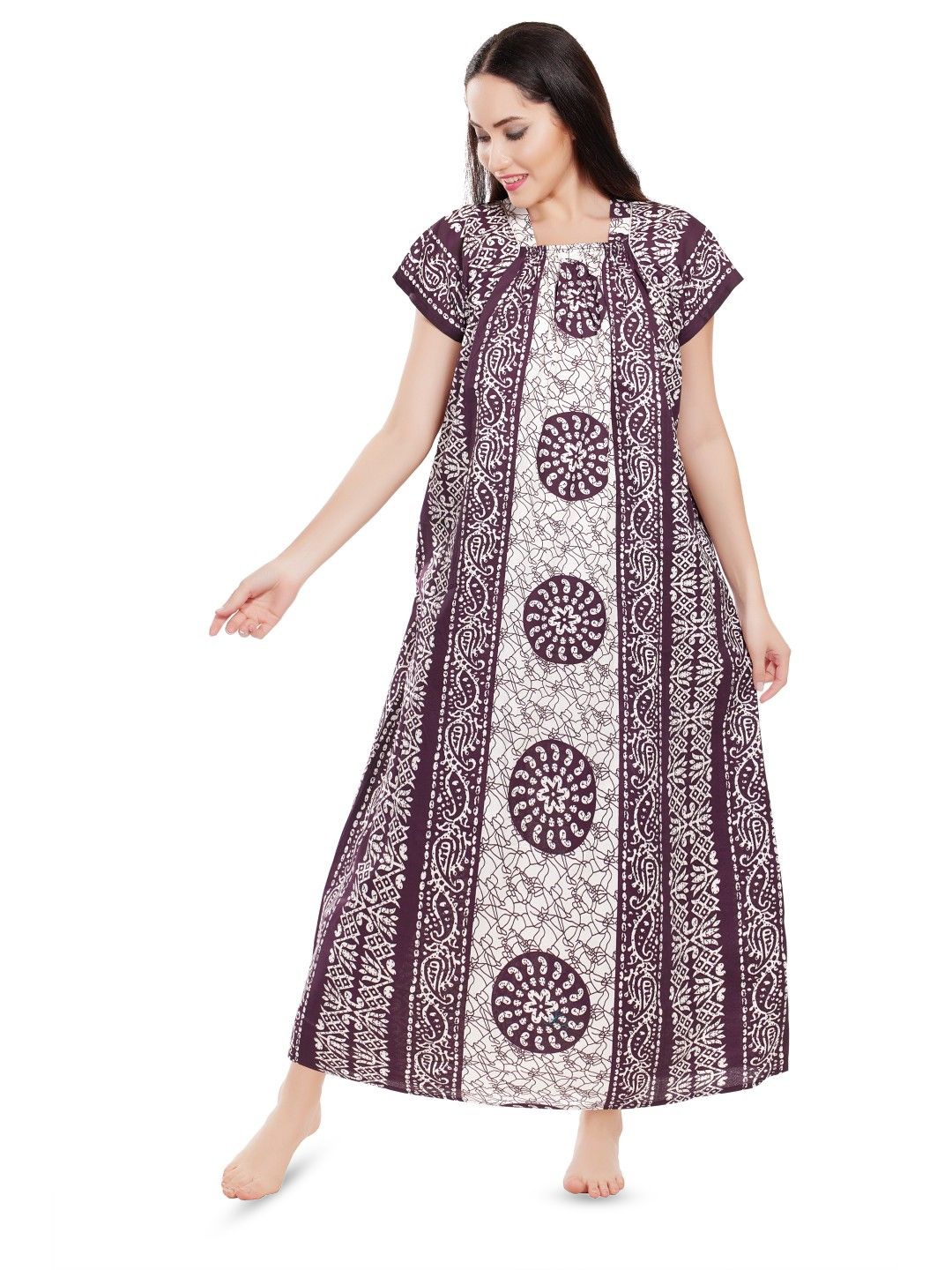 

Zionity Printed Maxi Nightdress, Brown