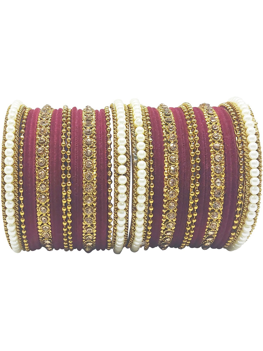 

CHRISHAN Set Of 32 Stone Studded Bangles, Gold