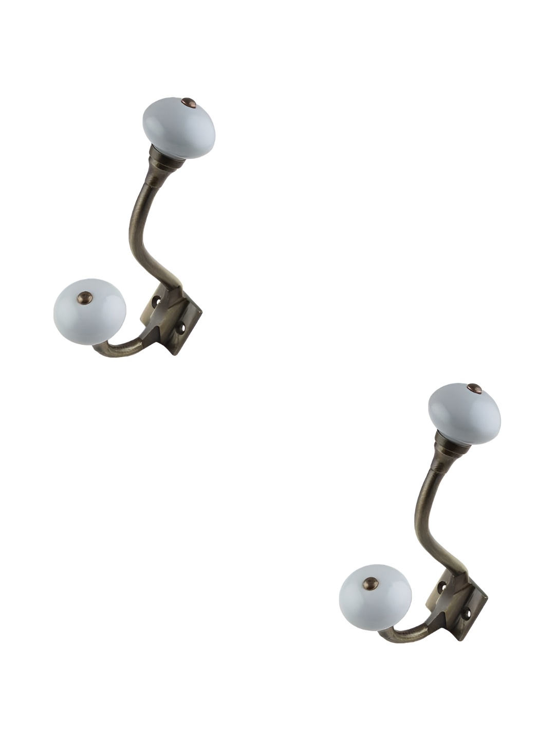

IndianShelf Grey 2 Pieces Ceramic Solid Coat Hooks Kitchen Hanger