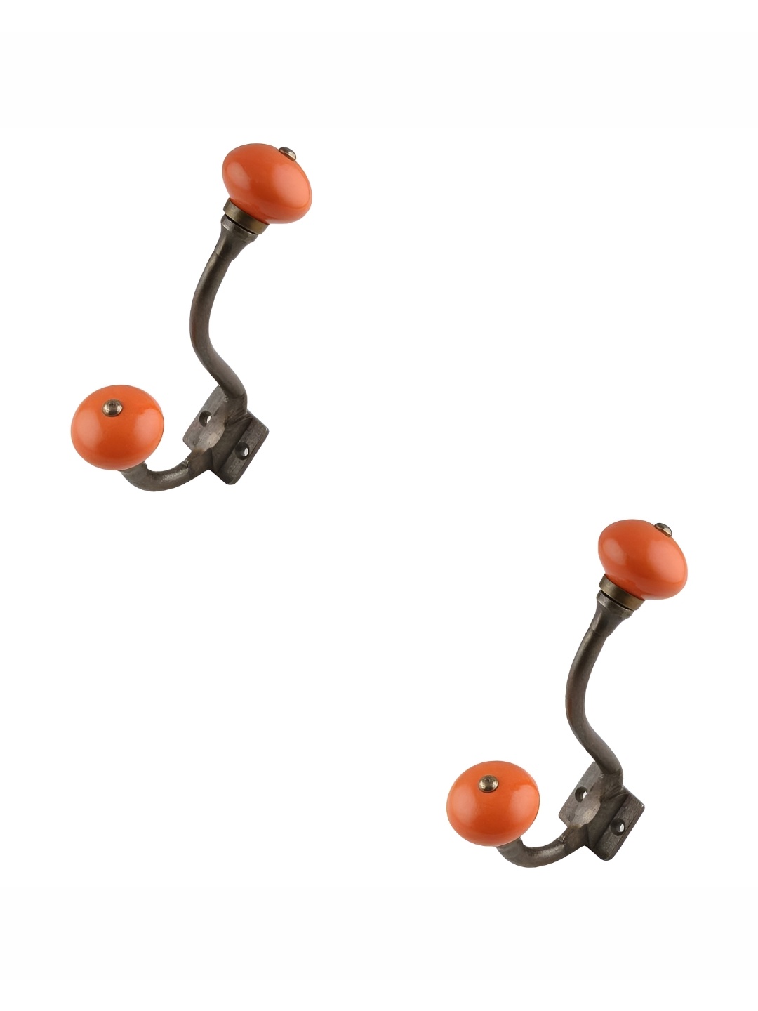 

IndianShelf Orange 2 Pcs Ceramic Wall Hooks