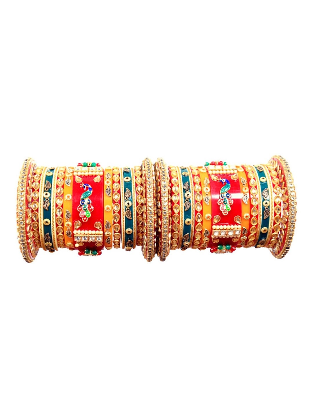 

Align Set Of 2 Gold-Plated Stones-Studded Chuda Bangles