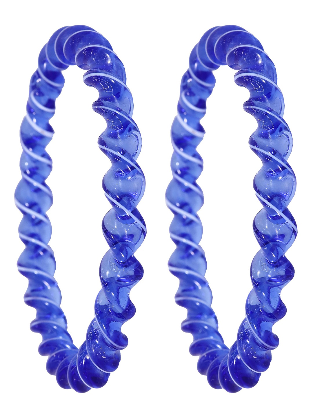 

ZULKA Set of 2 Glass Crystal Spiral Twisted Design Kada Bangles, Blue